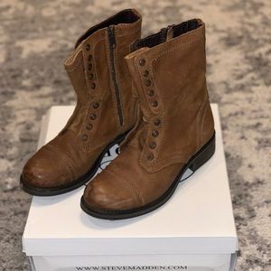 Steve Madden Leather Combat Boots Size 8.5